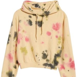 AFRM Women’s  Revolve Tie Dye Fink Crop Hooded Sweatshirt NWT Hipster